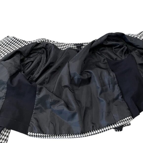 Lane Bryant Women’s Jacket Size 16 Houndstooth Black White Zip Front Stretch - Picture 6 of 8